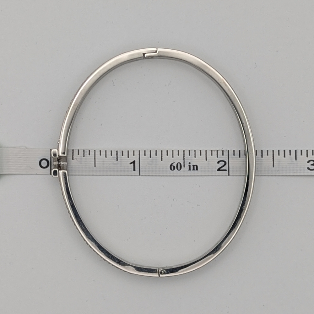 Silver Gemstone V Initial Hinge Bangle Bracelet Quiet Luxury - Picture 11 of 11